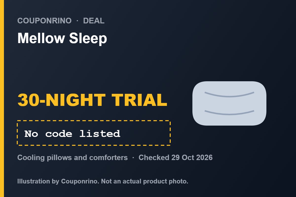 Illustration of a pillow for Mellow Sleep with a 30-night trial offer