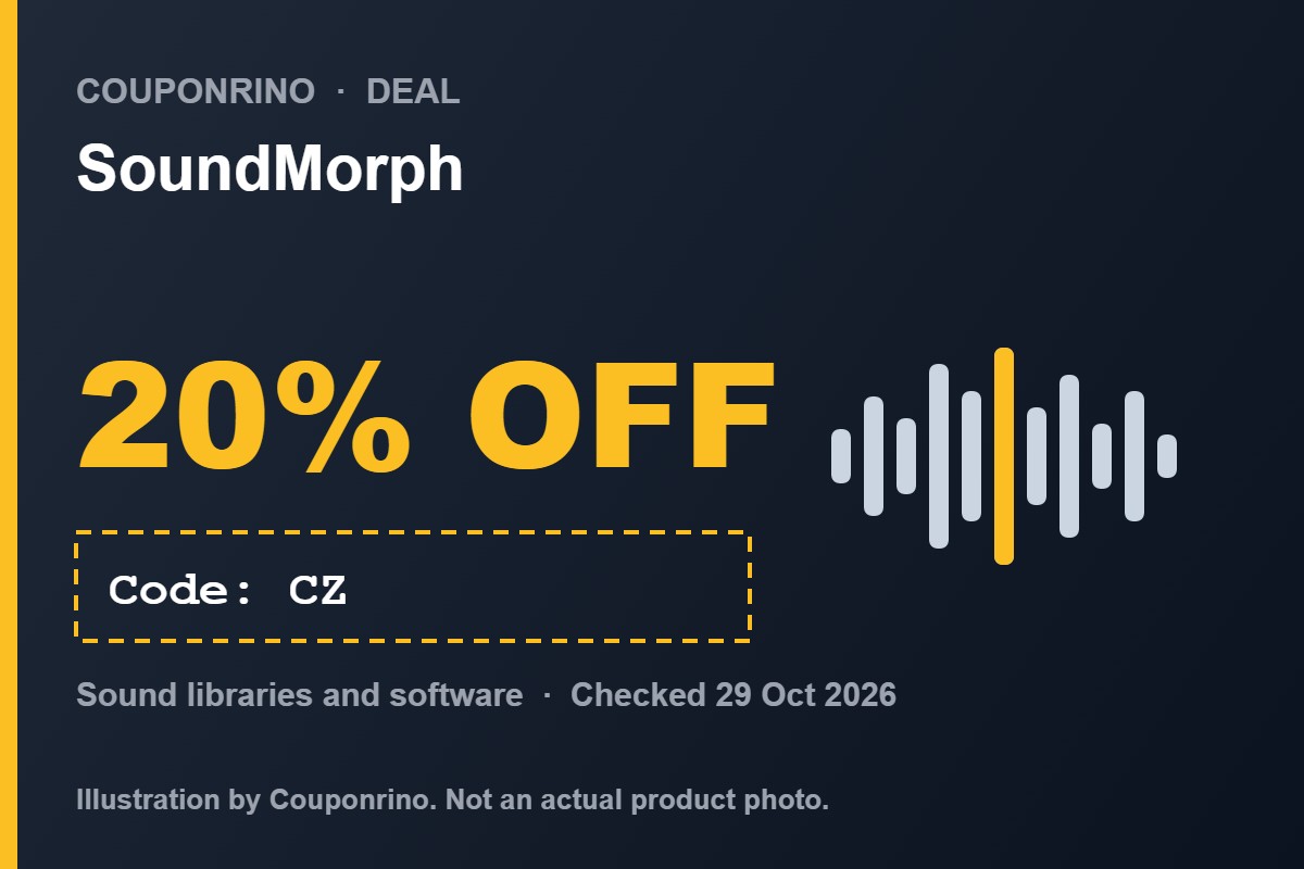 Illustration of an audio waveform for the SoundMorph coupon code